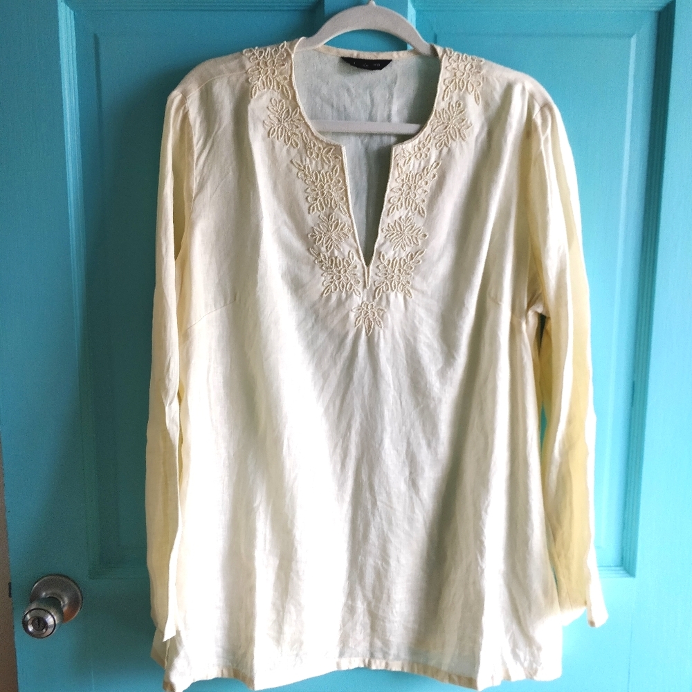 🔥B2G1 Land's End Linen Tunic w Beaded Details